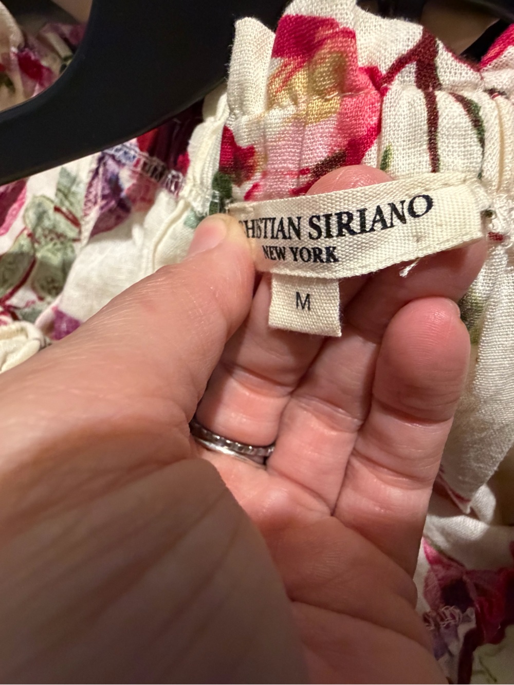 Christian Siriano White Off-Shoulder Blouse with Pink & Green Floral Print MED - Picture 5 of 5